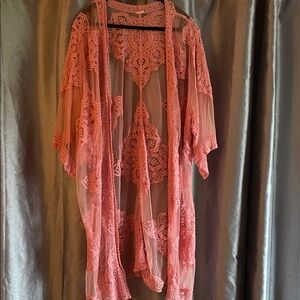 Time and Tru Lace Kimono Coverup 2X